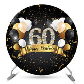 Ballons noir et or cercle 60e anniversaire toile de fond
